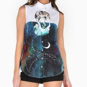 Women's Sleeveless Galaxy Print Top